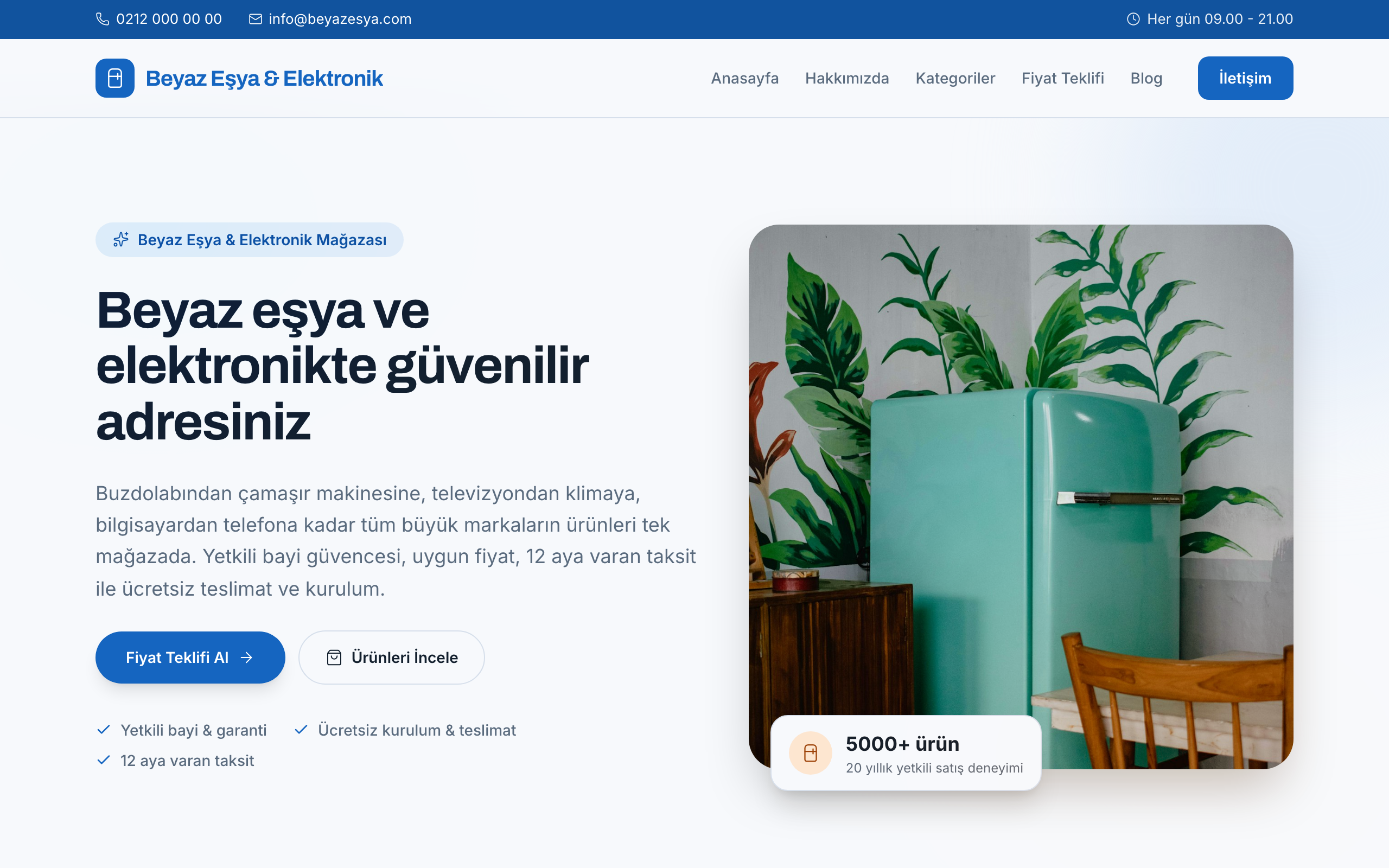 Beyaz Eşya & Elektronik temasının yayınlanmış ana sayfası
