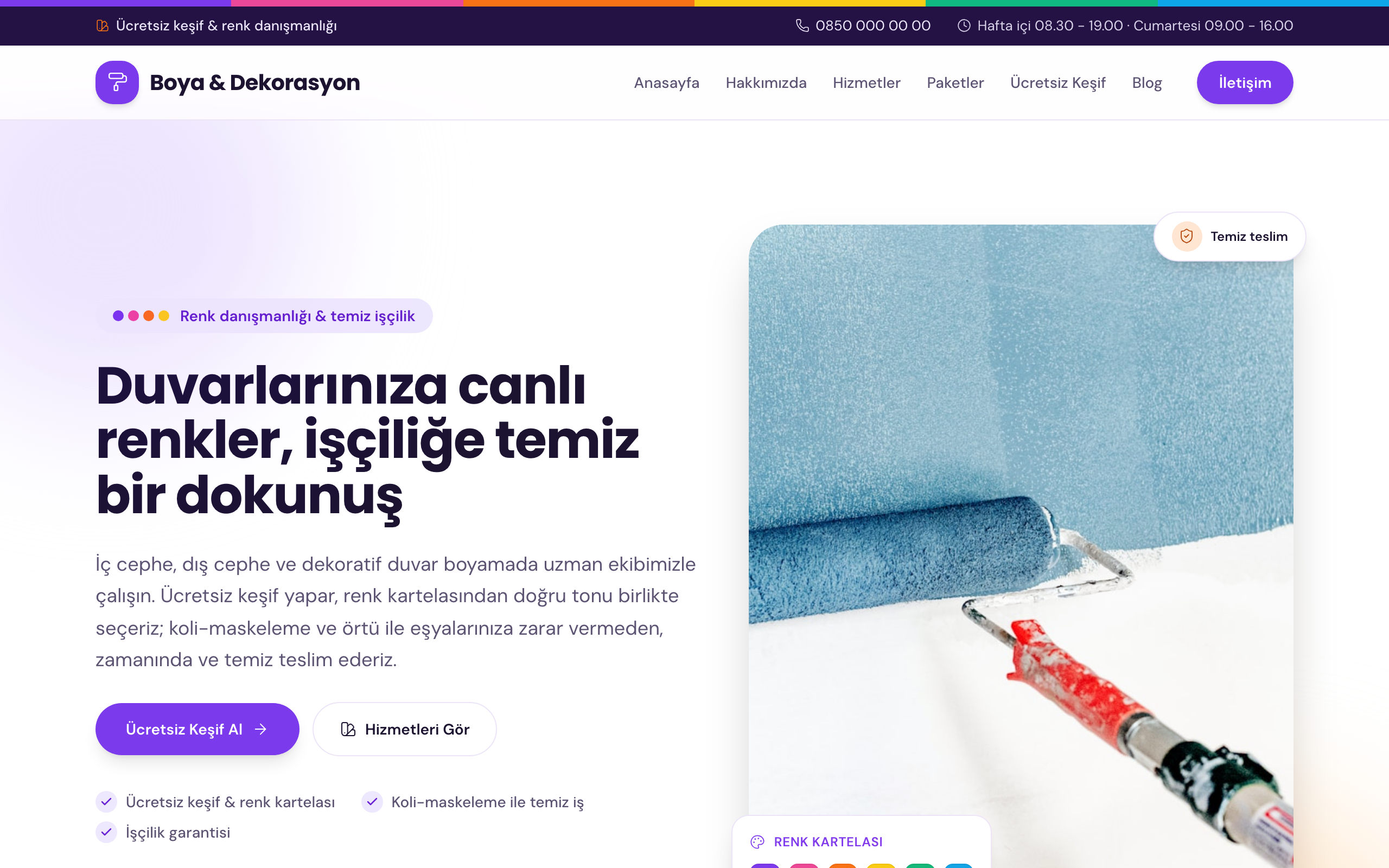 Boya & dekorasyon temasının yayınlanmış ana sayfası