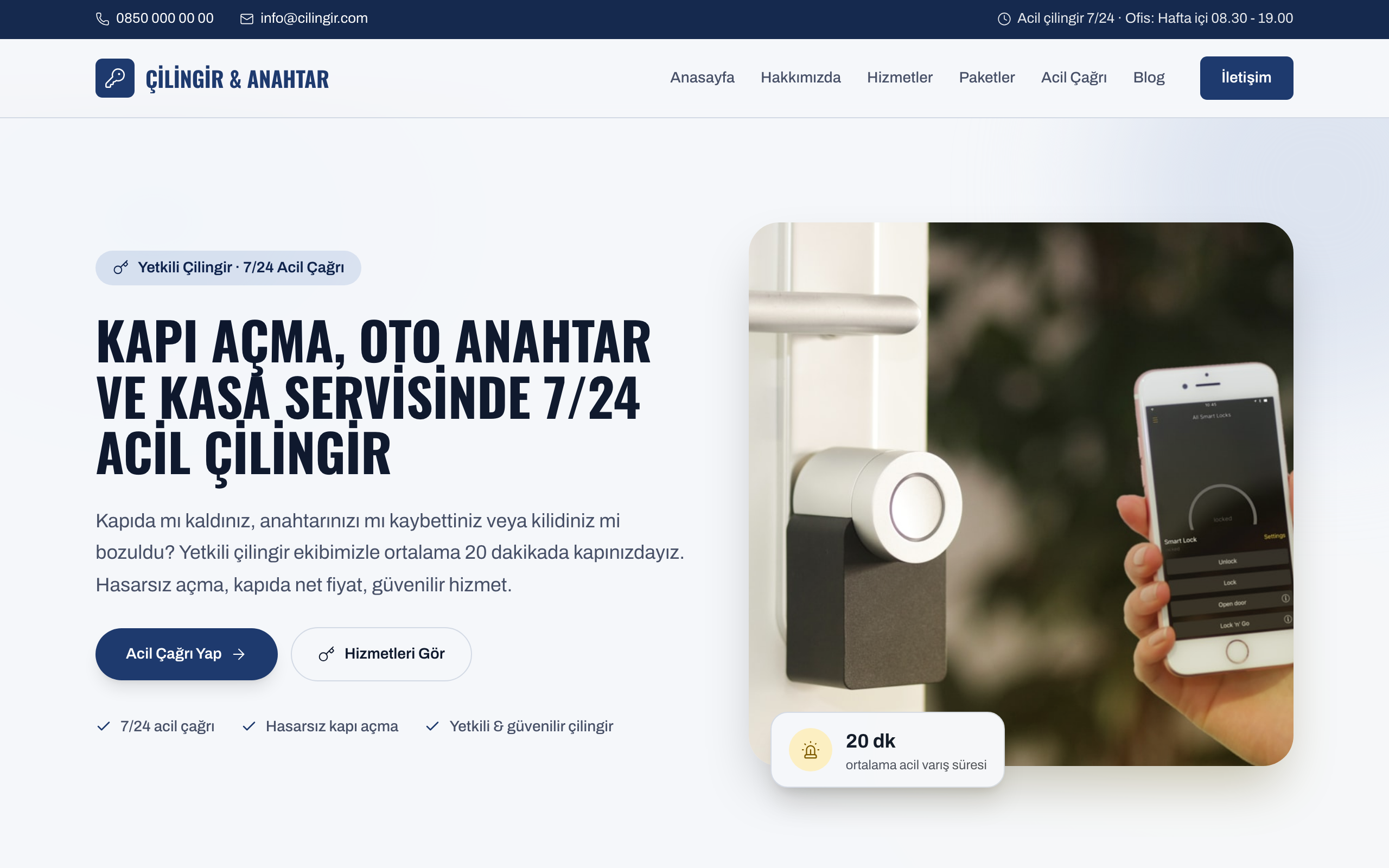 Çilingir & Anahtar temasının yayınlanmış ana sayfası