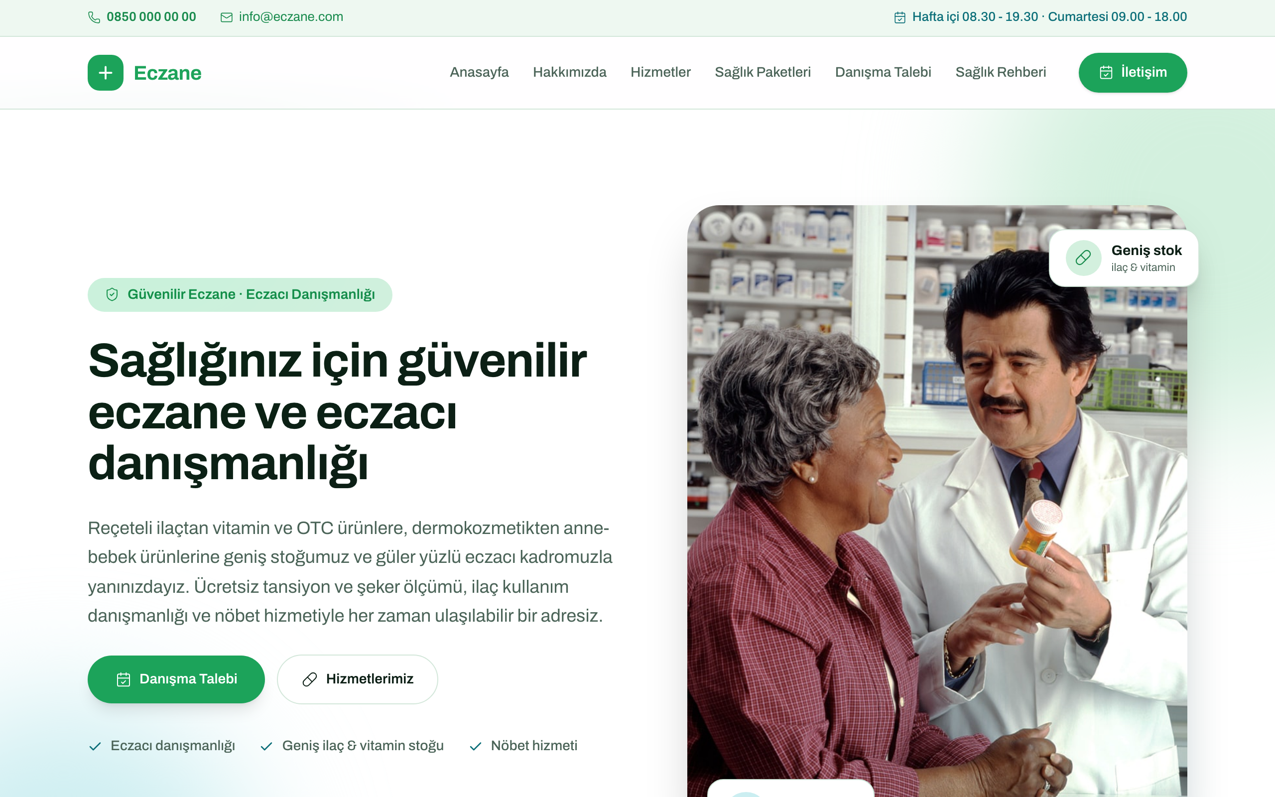 Eczane temasının yayınlanmış ana sayfası
