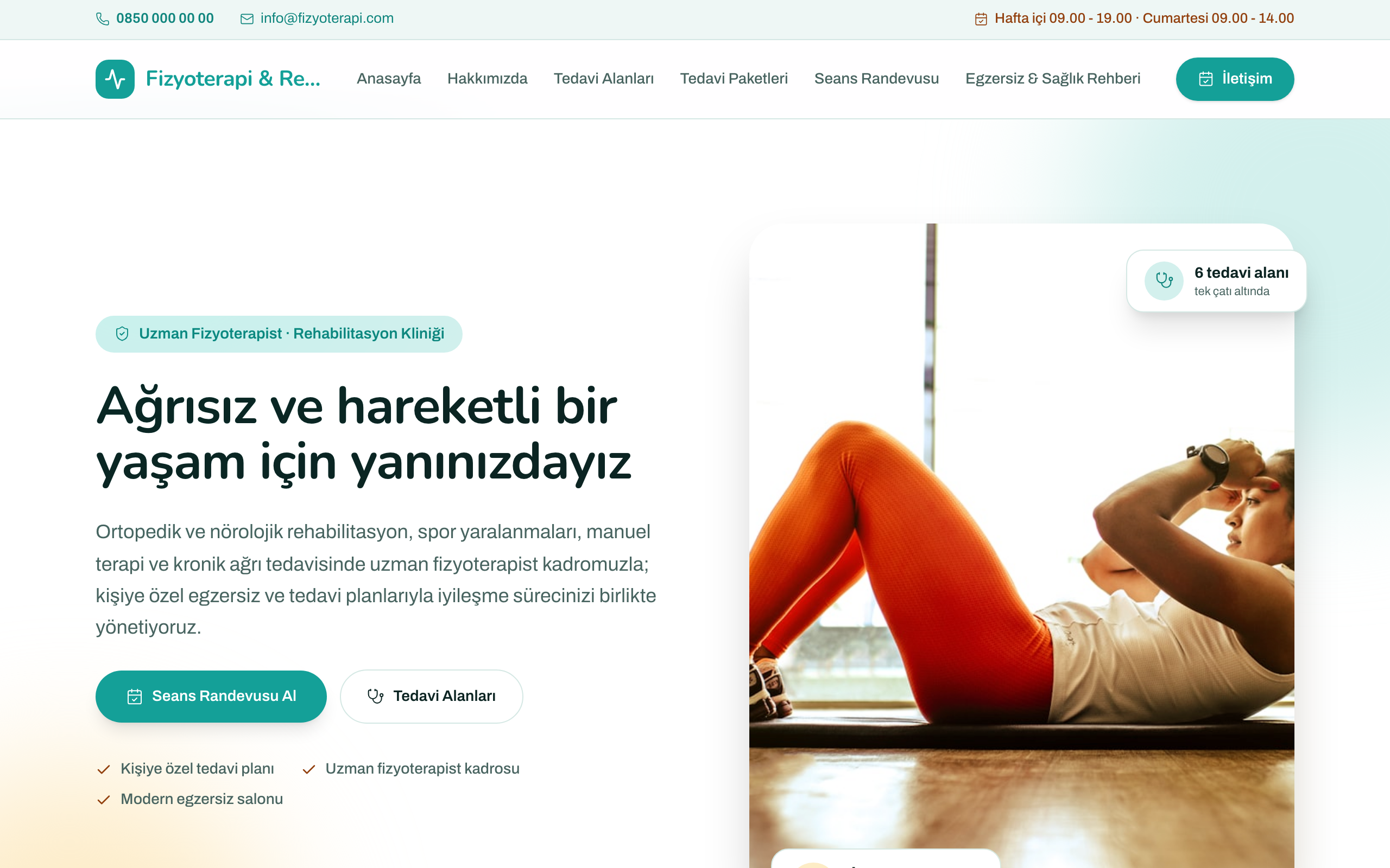 Fizyoterapi temasının yayınlanmış ana sayfası