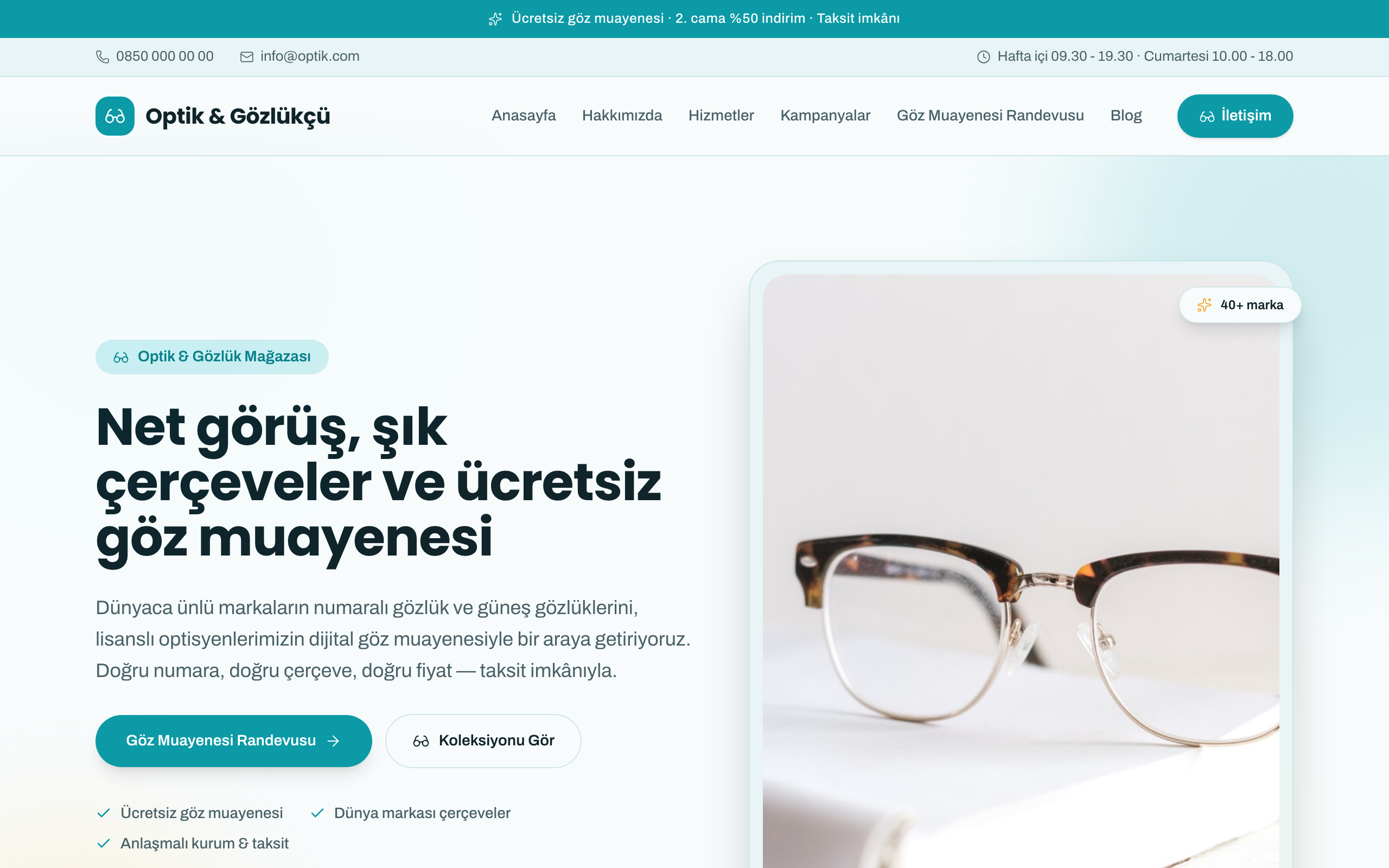 Optik temasının yayınlanmış ana sayfası