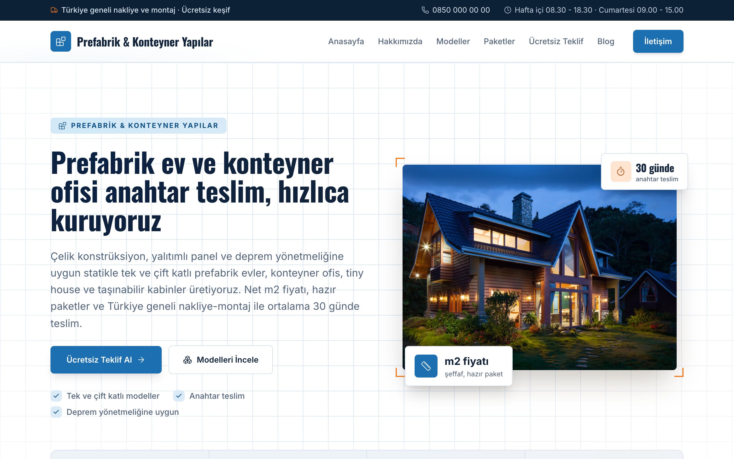 Prefabrik & konteyner yapılar temasının yayınlanmış ana sayfası