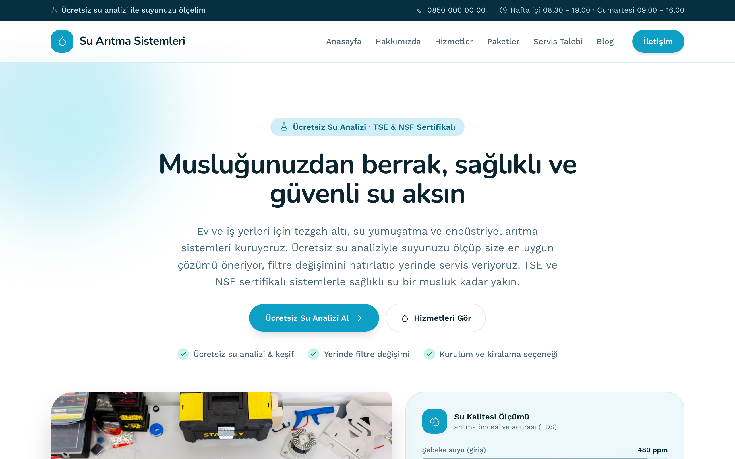 Published homepage of the water treatment systems theme